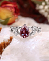 LAUREL Pear Cut Alexandrite Leaf Engagement Ring